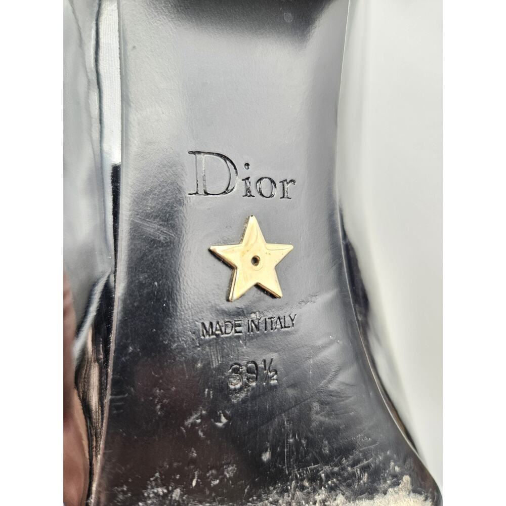 DIOR Baby D Mary Jane Ballet Pumps Black Patent Leather Gold Logo sz 39.5 - Picture 5 of 14